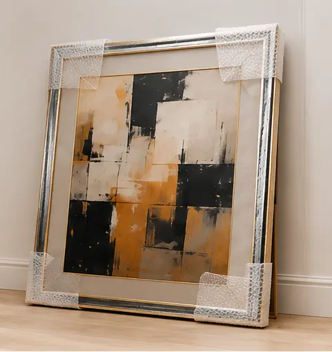 Protected valuable artwork prepared for moving